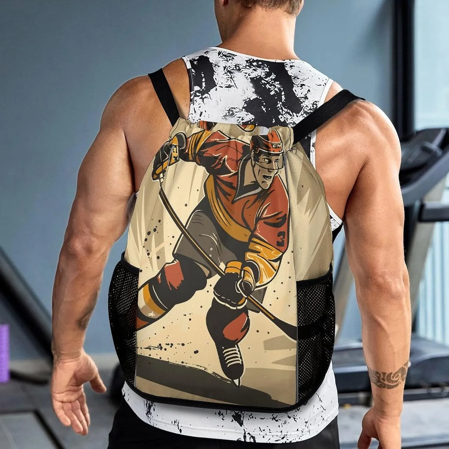 Drawstring Backpack Gym Drawstring Bag for Men Athlete Cartoon Image Draw String Bags Gym Bag Cinch Bag
