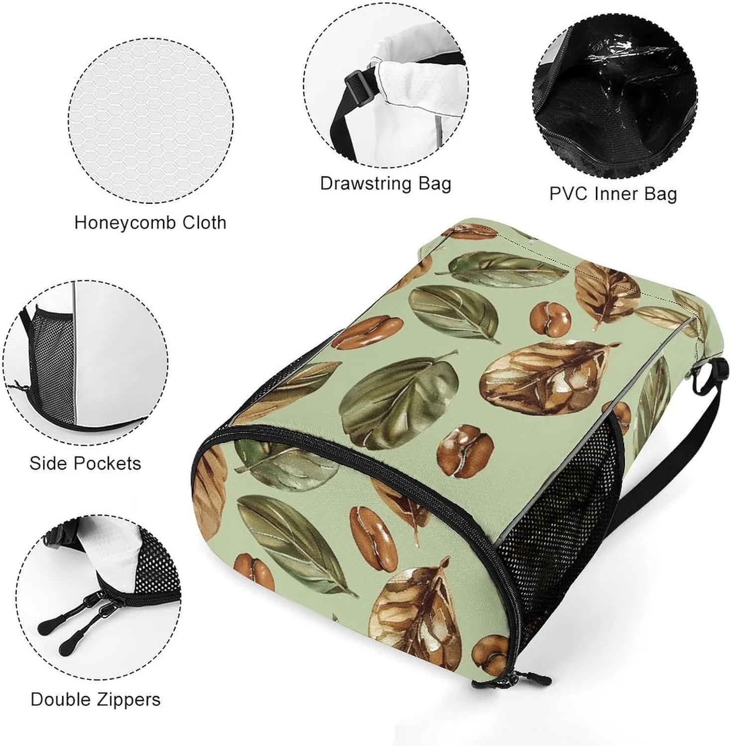 Drawstring Backpack Gym Drawstring Bag for Men Beans And Leaves Draw String Bags Gym Bag Cinch Bag