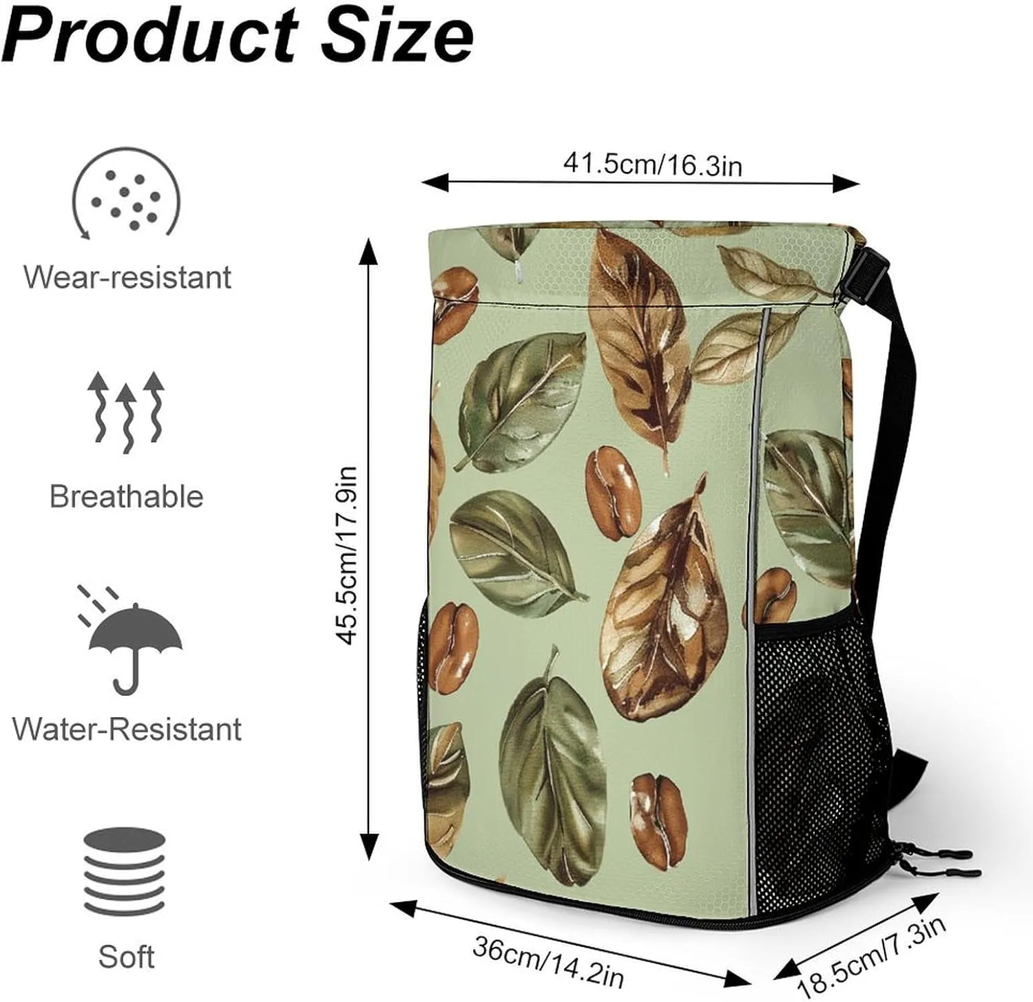 Drawstring Backpack Gym Drawstring Bag for Men Beans And Leaves Draw String Bags Gym Bag Cinch Bag