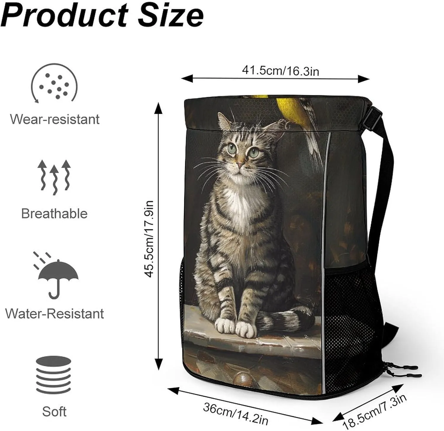 Drawstring Backpack Gym Drawstring Bag for Men Cat Sitting on The Table Draw String Bags Gym Bag Cinch Bag