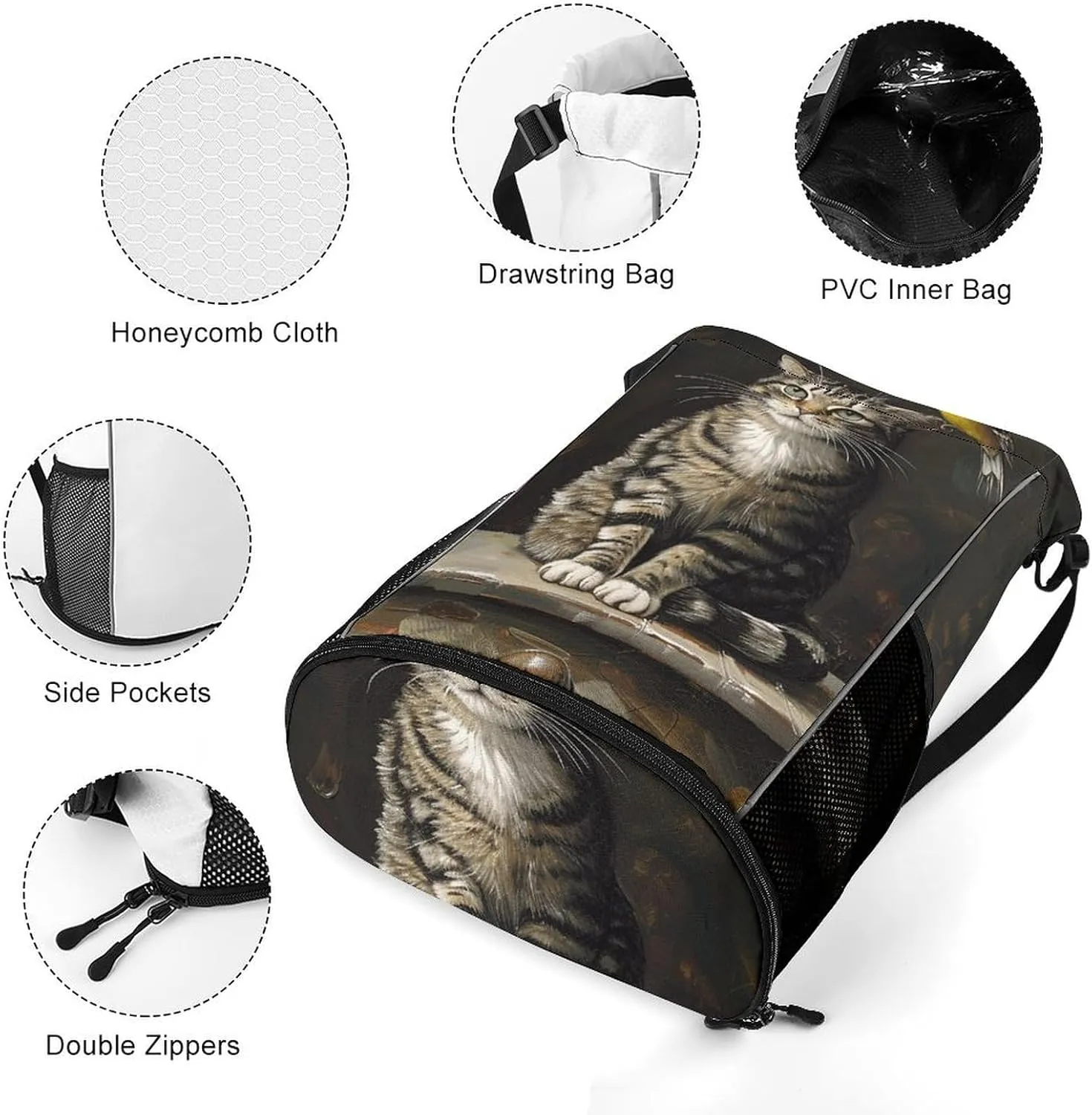 Drawstring Backpack Gym Drawstring Bag for Men Cat Sitting on The Table Draw String Bags Gym Bag Cinch Bag