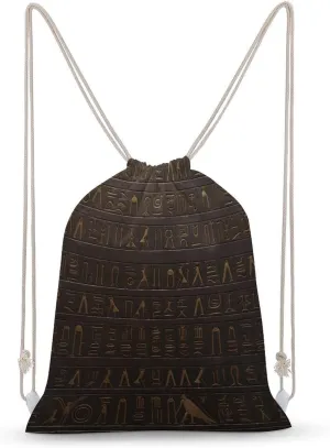 Drawstring Backpack Lightweight Egyptian Hieroglyph Drawstring Bags Fashion Gym Bag For Women Men