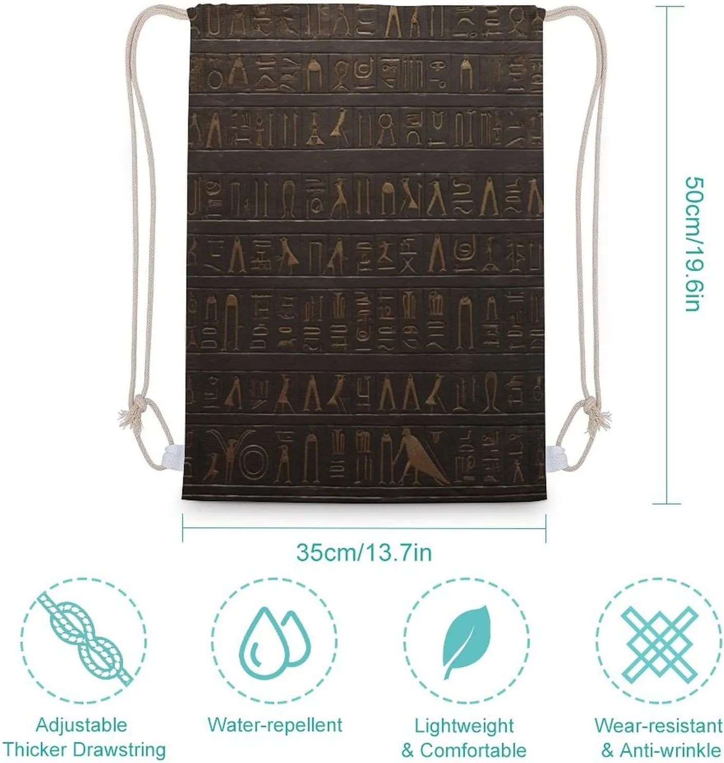Drawstring Backpack Lightweight Egyptian Hieroglyph Drawstring Bags Fashion Gym Bag For Women Men