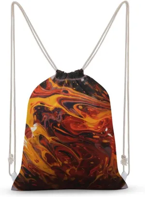 Drawstring Backpack Orange Liquid String Bag Sackpack Foldable Backpack Sports Gym Bag for Shopping Yoga