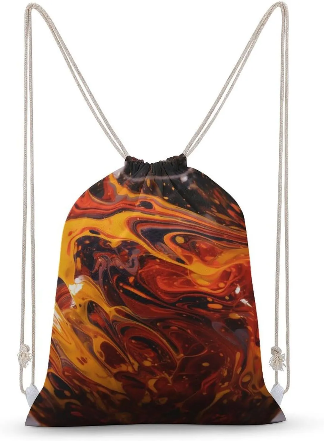 Drawstring Backpack Orange Liquid String Bag Sackpack Foldable Backpack Sports Gym Bag for Shopping Yoga