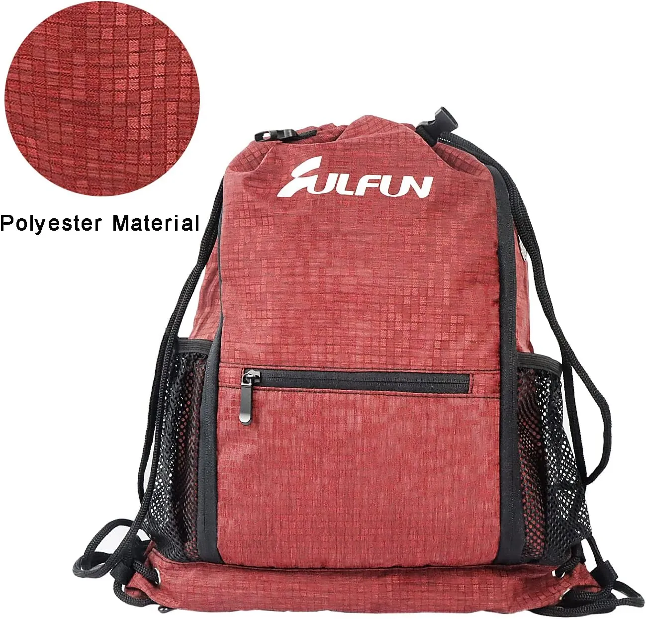 Drawstring Basketball Backpack Sports Gym Bag With Shoe Compartment and Two Water Bottle Holder