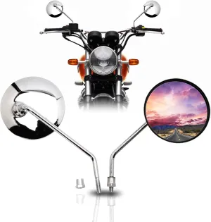 DREAMIZER 10mm Motorcycle Scooter Mirror, Chrome Motorcycle Mirror for Cafe Racer Shadow Rebel 250 Nighthawk VTX1300 1800 CB500 550 600 650 750 900 1000 Cruiser
