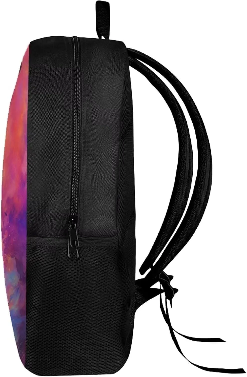 Dreamy Dolphin Backpack for Boys Girls Novelty Cute Graphic Animal Print School Backpack 17 Inch Student Lightweight Comfy Black Kids Bookbag with Side Mesh Pocket