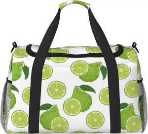 Duffle Bag for Travel, Cute Forest Green Limes Weekender Overnight Duffel Bag, Carry On Bag Gym Bag for Women Men, Personal Item Travel Bag