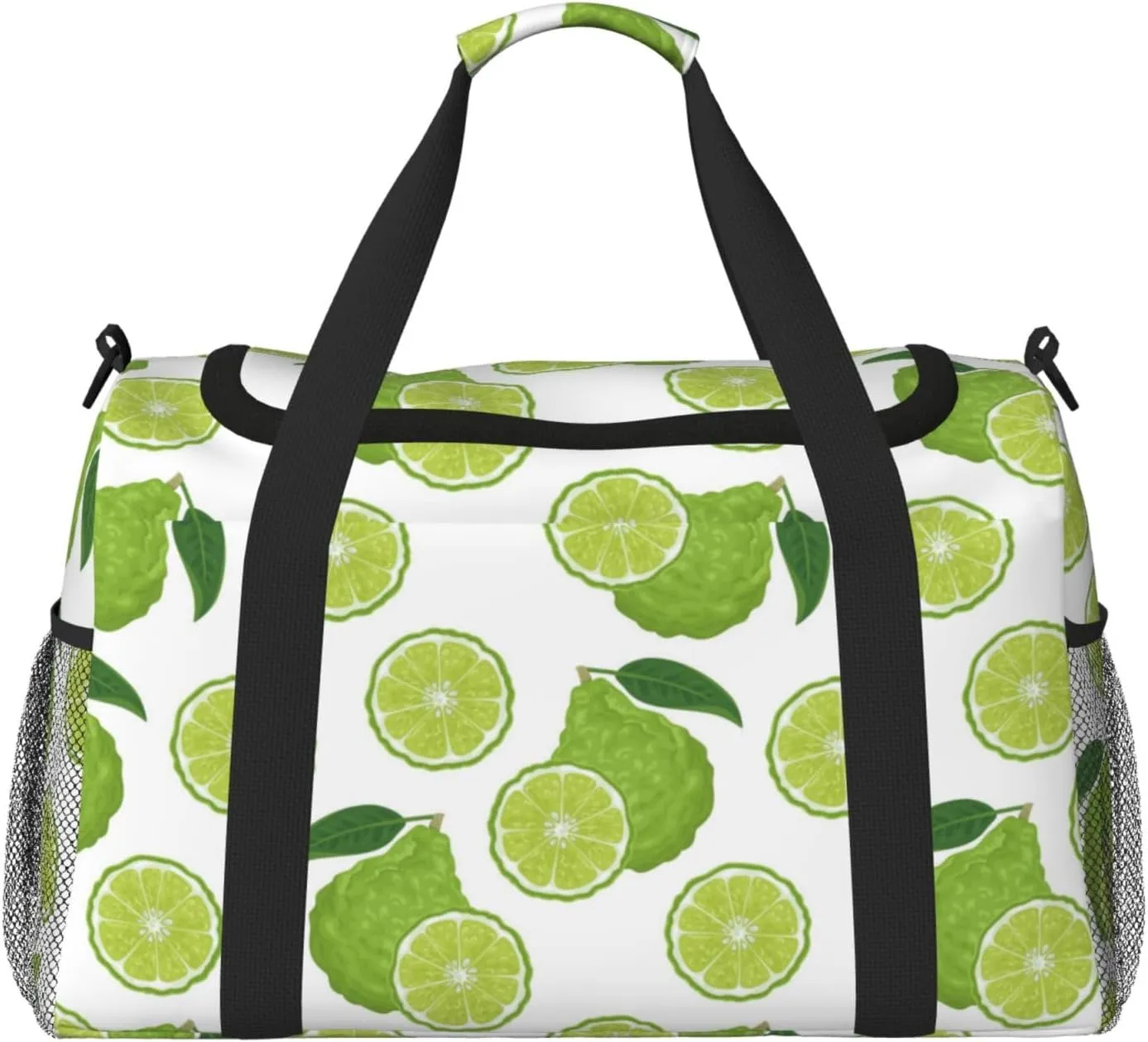 Duffle Bag for Travel, Cute Forest Green Limes Weekender Overnight Duffel Bag, Carry On Bag Gym Bag for Women Men, Personal Item Travel Bag