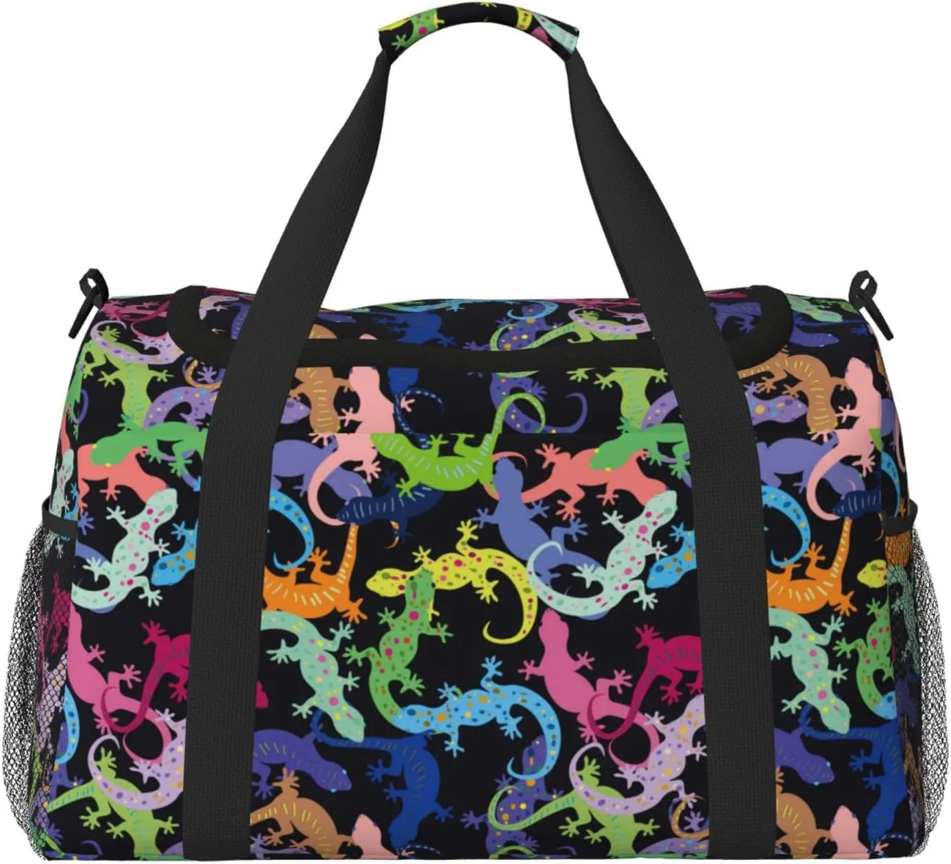 Duffle Bag for Travel, Cute Gecko Lizard Green Colorful Weekender Overnight Duffel Bag, Carry On Bag Gym Bag for Women Men, Personal Item Travel Bag