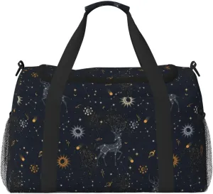 Duffle Bag for Travel, Milky Way Sun Constellation Deer Weekender Overnight Duffel Bag, Carry On Bag Gym Bag for Women Men, Personal Item Travel Bag