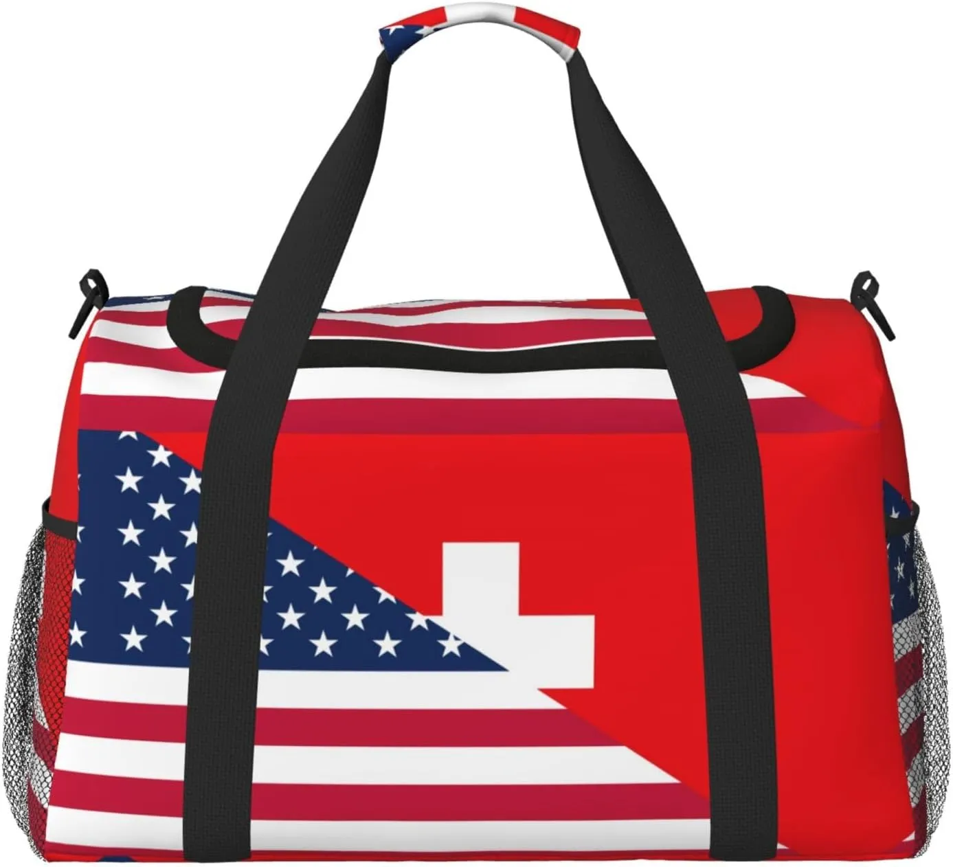 Duffle Bag for Travel, USA Switzerland Weekender Overnight Duffel Bag, Carry On Bag Gym Bag for Women Men, Personal Item Travel Bag