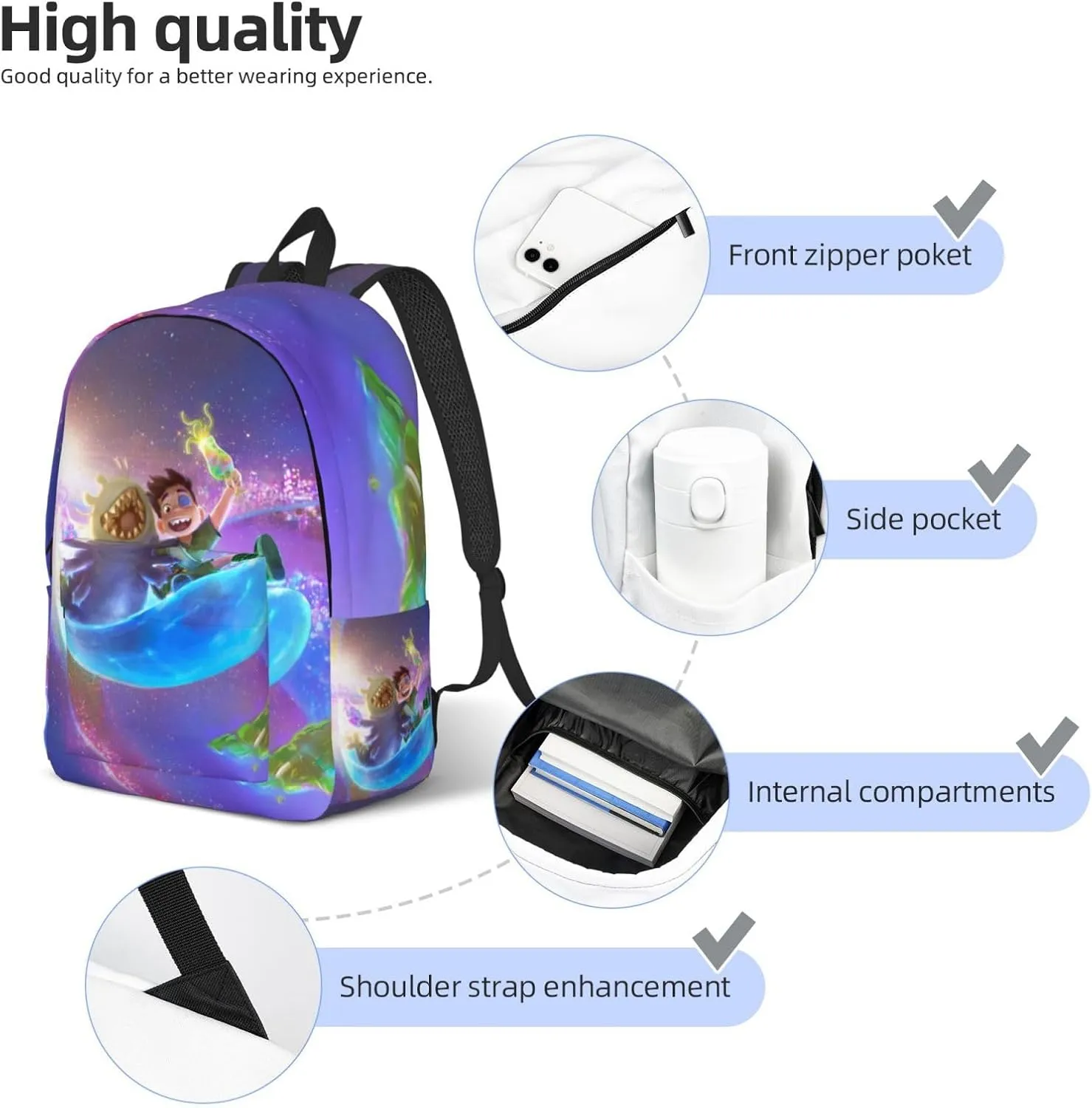 Durable Rucksack， Lightweight Travel Daypack，Elio Backpack，Unisex Daily Bag，Video Game Backpack Gifts，Laptop Bookbag