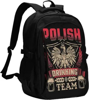 Dyngus Day Polish Beer Poland Eagle Drinking Team Casual Travel Backpacks Hiking Camping Backpack Large Outdoor Sport Daypack Laptop Rucksack Climbing Working Bags with USB Port