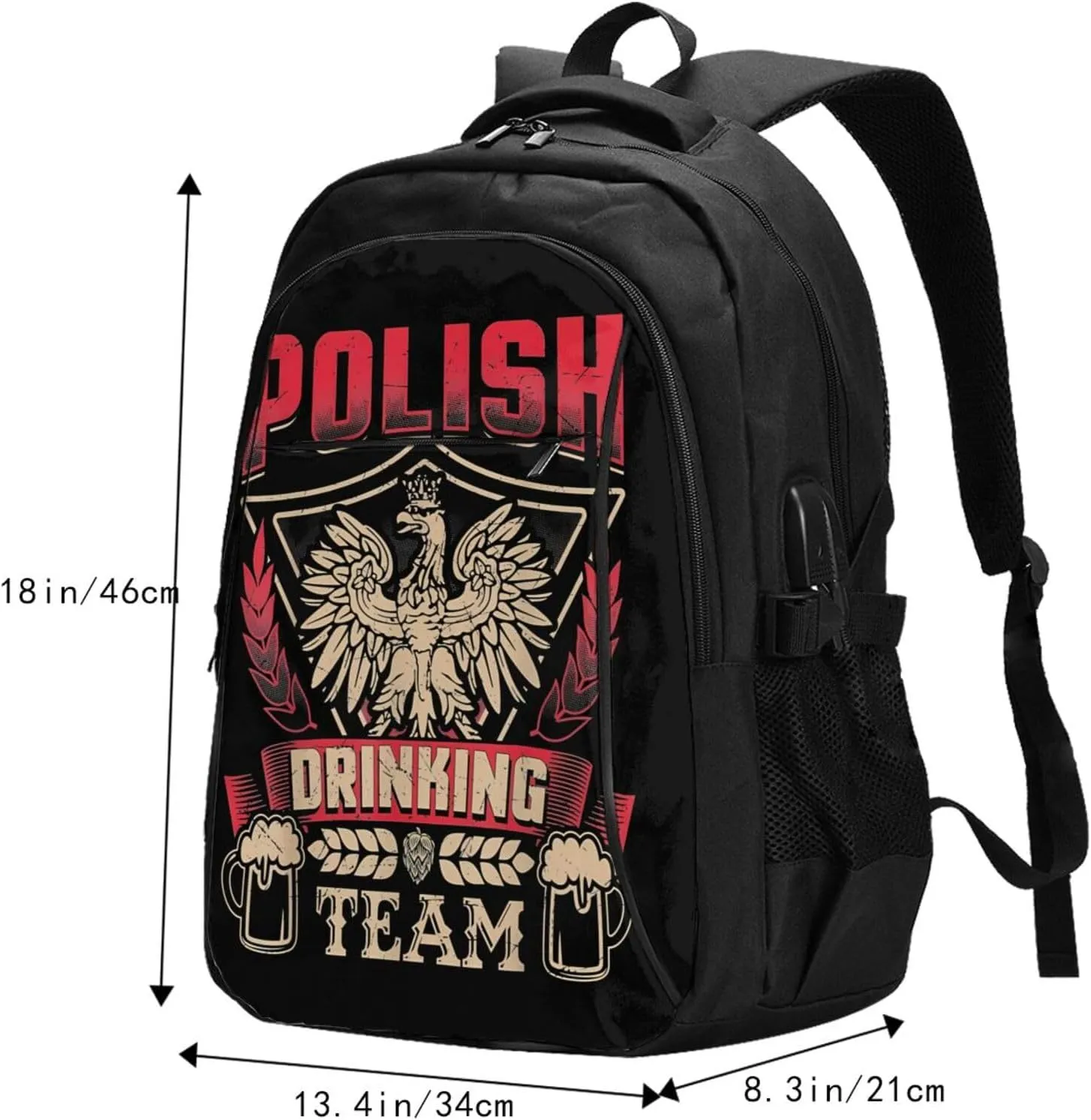 Dyngus Day Polish Beer Poland Eagle Drinking Team Casual Travel Backpacks Hiking Camping Backpack Large Outdoor Sport Daypack Laptop Rucksack Climbing Working Bags with USB Port