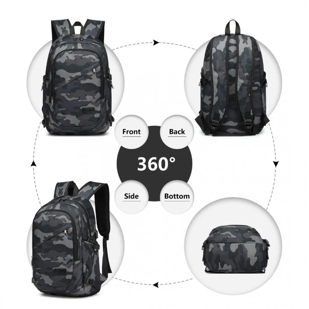 E6715 - Kono Business Laptop Backpack With Usb Charging Port - Camo