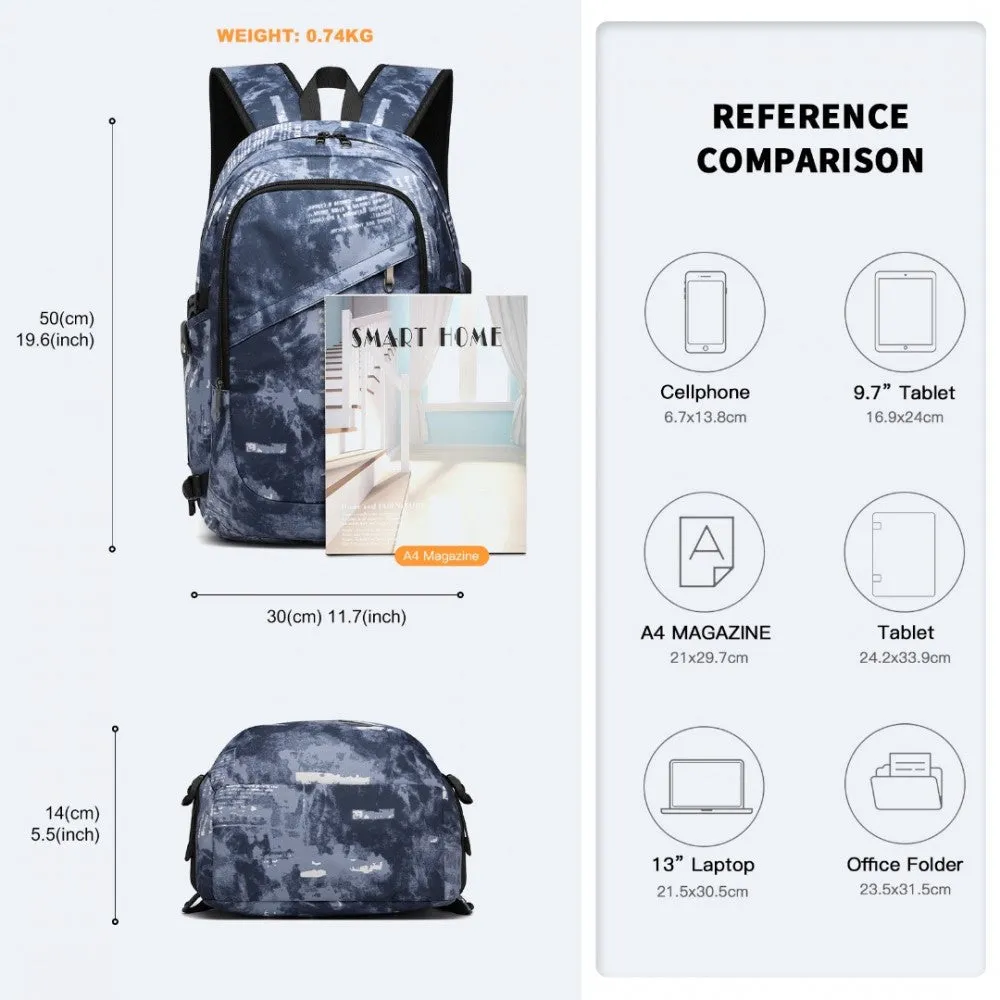 E6715 - Kono Business Laptop Backpack With Usb Charging Port - Cloudy Blue