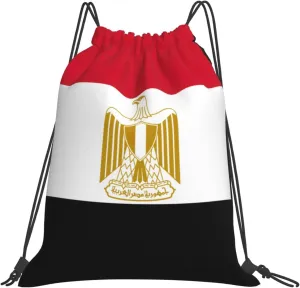 Egyptian flag print Casual drawstring backpack fitness bag, fashionable, fit for sports travel and daily use