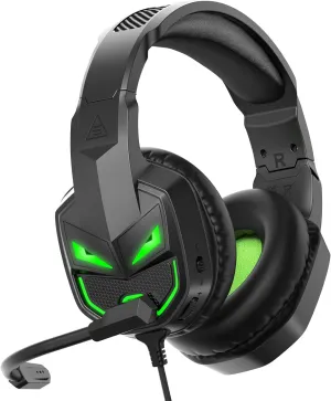 EKSA [2025 New] Fenrir Gaming Headset with Microphone for PS4 PC Xbox one PS5 Switch Laptop, Over Ear Headphones Wired with Noise Cancelling Mic, 3.5m Audio Jack, 50mm Stereo Drivers, Led Light