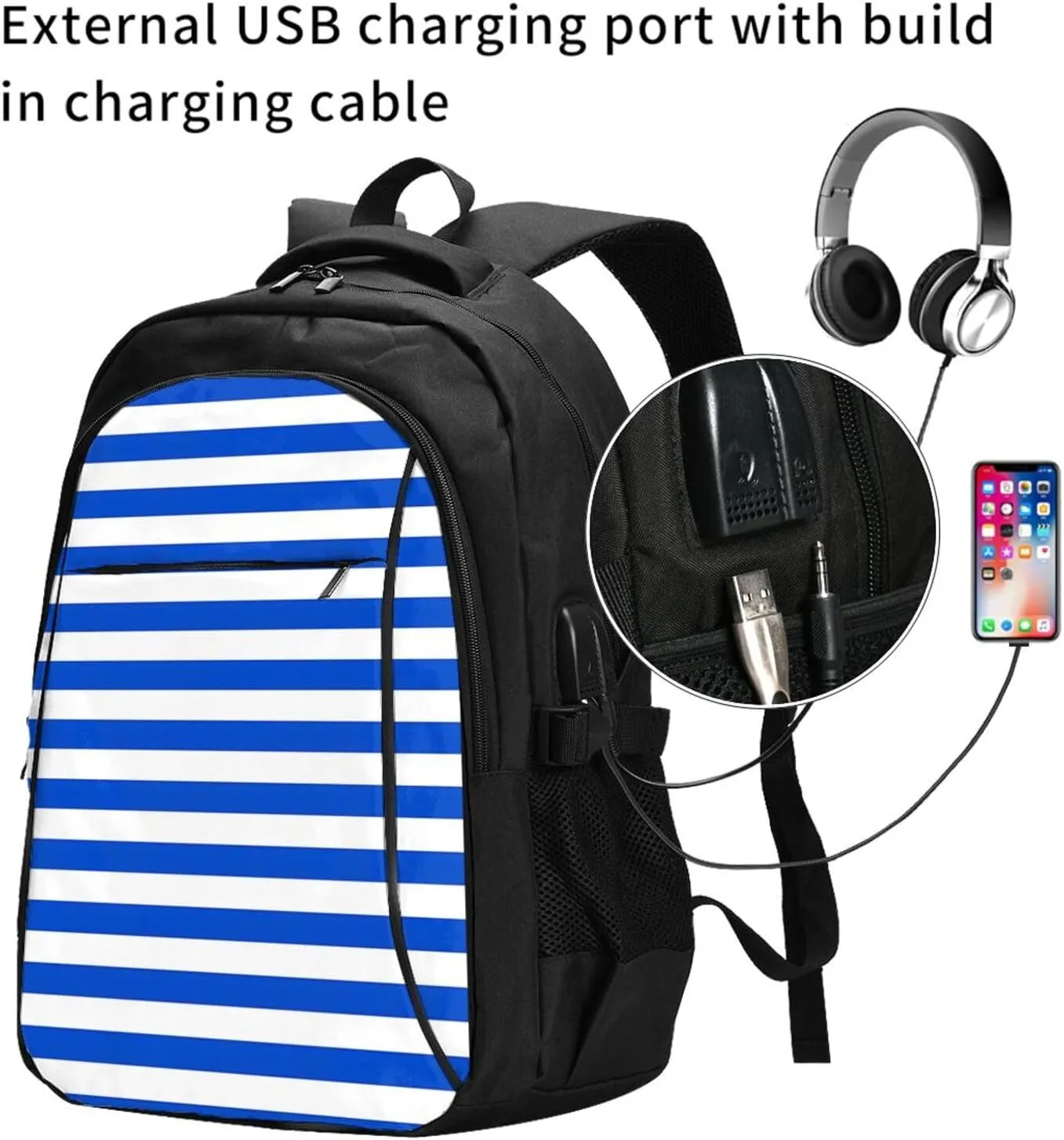 El Salvador Honduras Flag Stripes Travel Backpacks Casual Backpack Large Capacity Laptop Rucksack Luggage Daypacks with USB Charging Port Multi-Pockets Bags for Hiking
