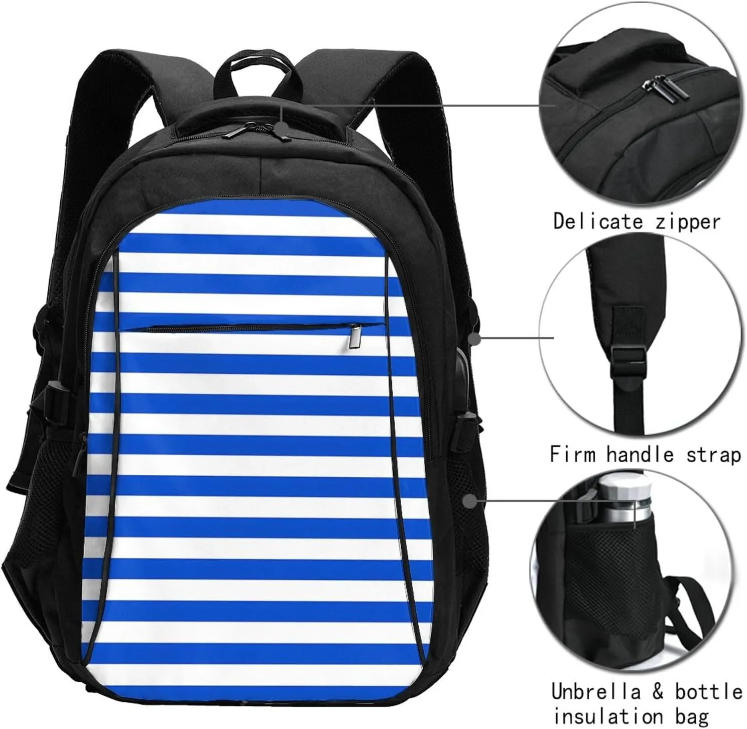 El Salvador Honduras Flag Stripes Travel Backpacks Casual Backpack Large Capacity Laptop Rucksack Luggage Daypacks with USB Charging Port Multi-Pockets Bags for Hiking