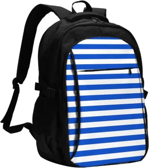 El Salvador Honduras Flag Stripes Travel Backpacks Casual Backpack Large Capacity Laptop Rucksack Luggage Daypacks with USB Charging Port Multi-Pockets Bags for Hiking