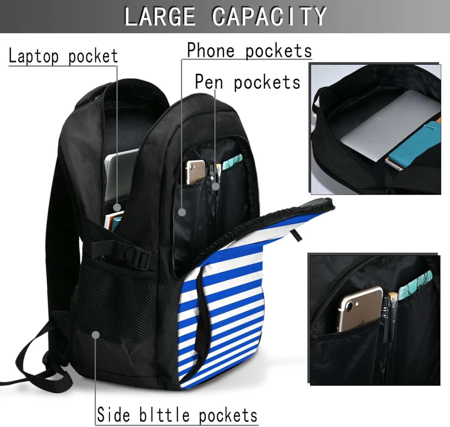 El Salvador Honduras Flag Stripes Travel Backpacks Casual Backpack Large Capacity Laptop Rucksack Luggage Daypacks with USB Charging Port Multi-Pockets Bags for Hiking