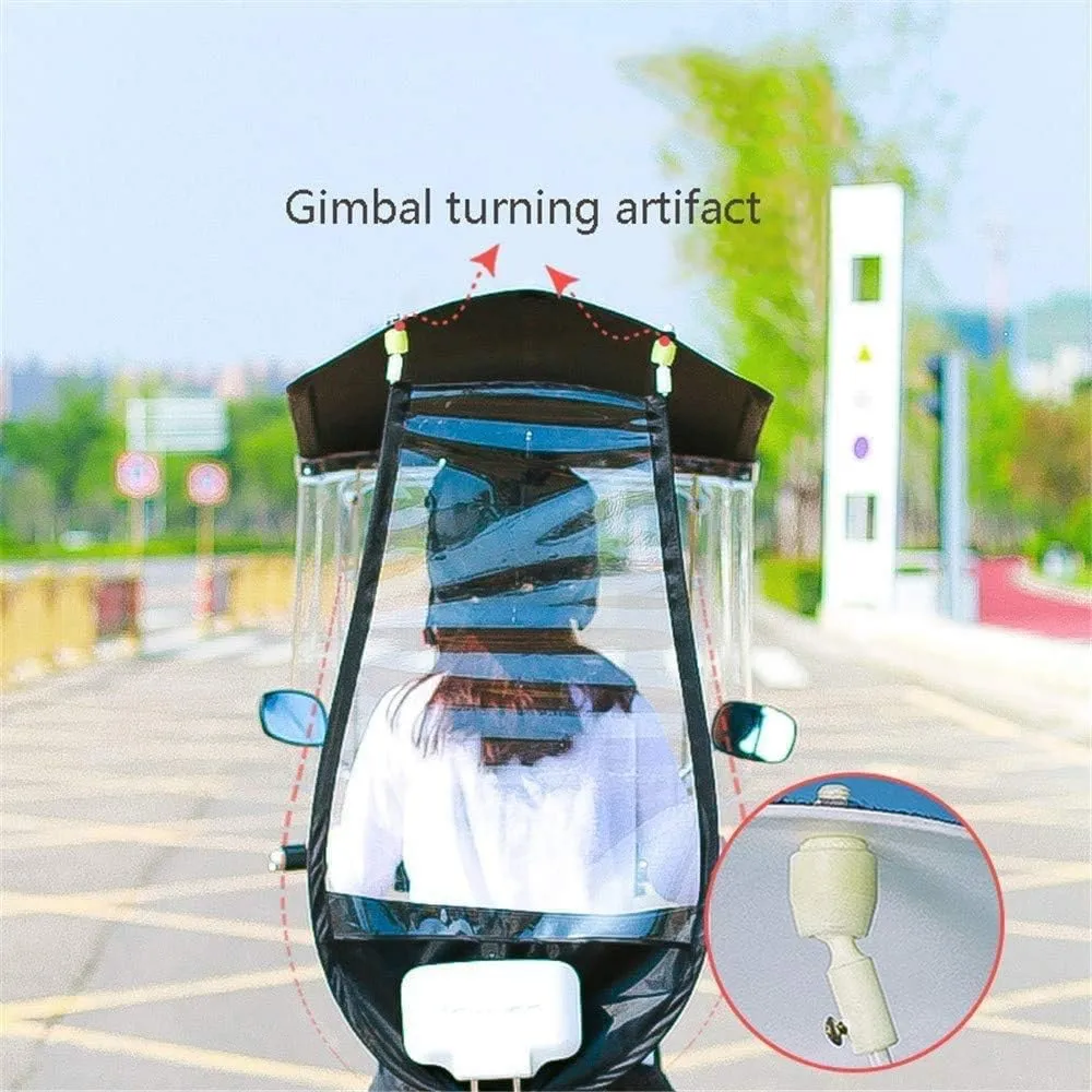 Electric Cycling Bike Rain Canopy Cover - Universal Fully Enclosed Motor Scooter Transparent Curtain with Sunshade and Rearviewmirror - Ideal Mobility Scooter Sunshade Rain Cover in White, Red