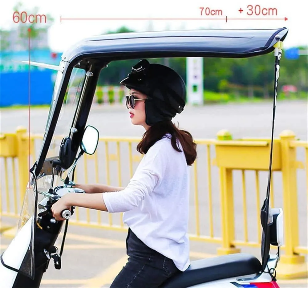 Electric Cycling Bike Rain Canopy Cover - Universal Fully Enclosed Motor Scooter Transparent Curtain with Sunshade and Rearviewmirror - Ideal Mobility Scooter Sunshade Rain Cover in White, Red