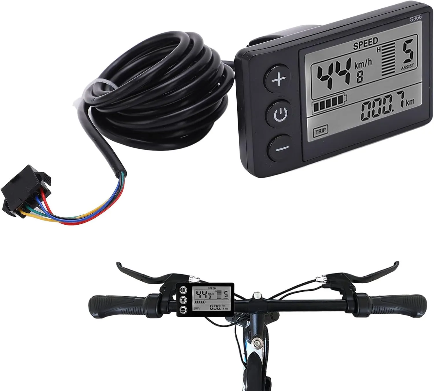 Electric Display LCD Meter Speed Meter, E Scooter Computer LCD Display Speed Monitor, 24V 36V 48V Electric Scooter Multifunction Control Panel with Plug