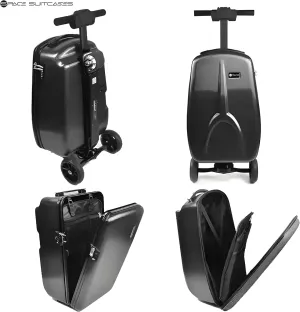 Electric Luggage, Scooter Suitcase for Kids 4-15, Detachable & Foldable 4-in-1 Travel Trolley, Multifunctional Ride-On, Lightweight Aluminum Frame, GPS-Enabled (Electric)
