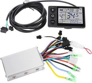 Electric Motor Controller, 24V 36V 48V Water Proof LCD Display Panel Brushless Controller Kit E Bike Conversion Kit for Electric Bicycle Scooter, 350W