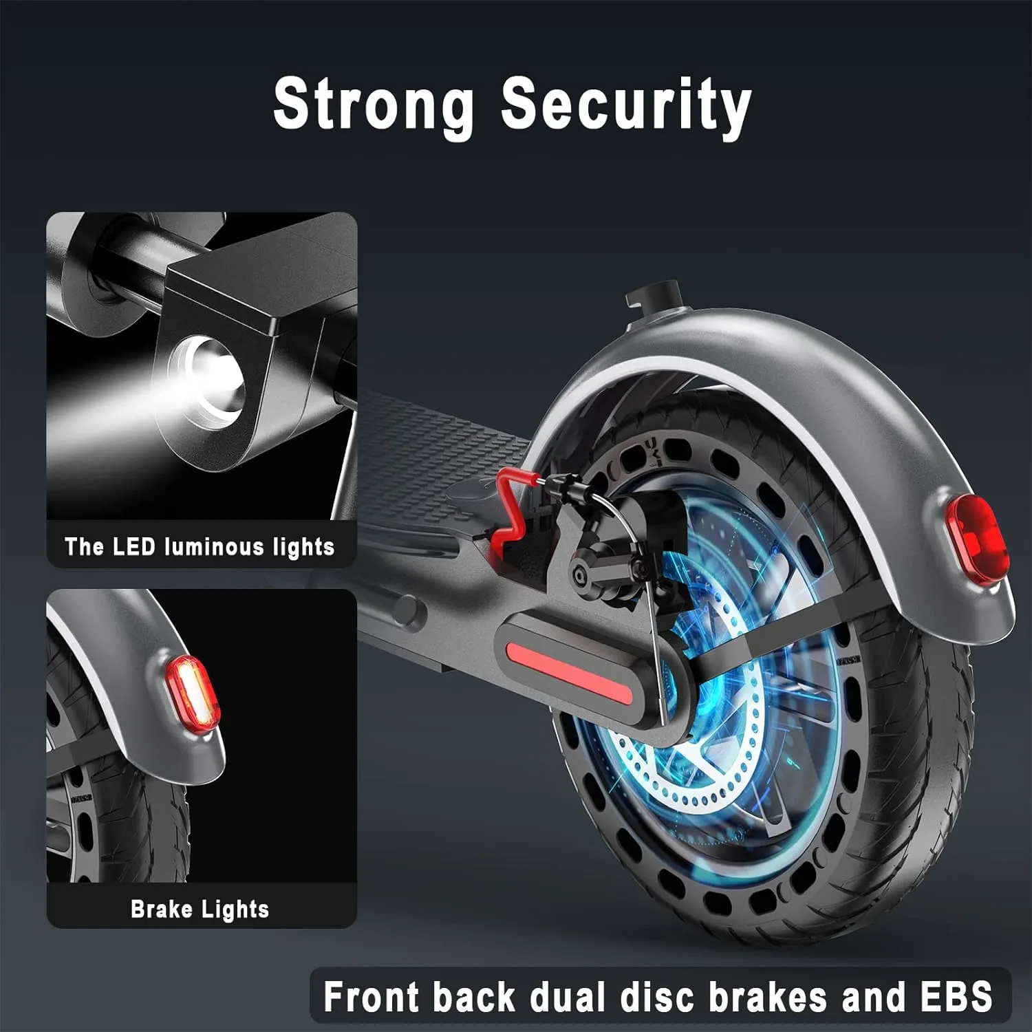Electric Scooter - 350W Motor, 8.5" Solid Tires, Up to 19 MPH and 20/23 Miles Long-Range Portable Folding Commuting Scooter for Adults with Double Braking System and App