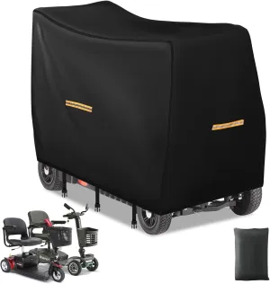 Electric Scooter Cover Waterproof Outdoor,420D Oxford Fabric Mobility Scooter Accessories for 3&4 Wheel Mobility Scooters,Wheelchair Cover,4 Reflective Strips,3 Buckles (L 50"x23"x39")