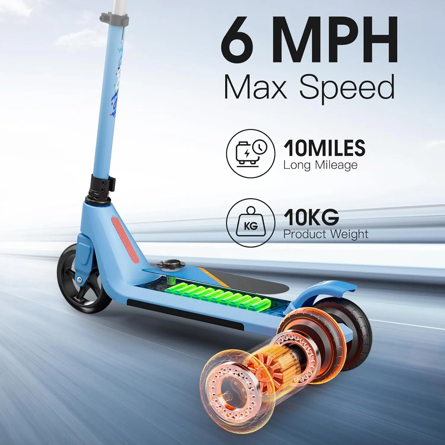 Electric Scooter for Kids Age 6-10, Kick-Start Boost Scooter with Adjustable Speed and Height, Flash Wheel & Deck Lights