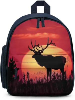 Elk in The Sunset Cute Backpack Lightweight Mini Shoulder Bag Travel Daypack for Camping Picnic