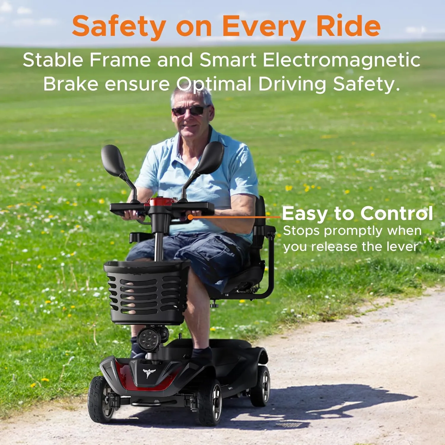 ENGWE 4 Wheel Powered Mobility Scooter, 330Lbs Load Elderly Dechtable Wheelchair Device with Max 12.4Miles, 0~5.6 MPH Adjustable Speed, Heavy Duty All Terrain Electric Scooter for Senior Short Travel