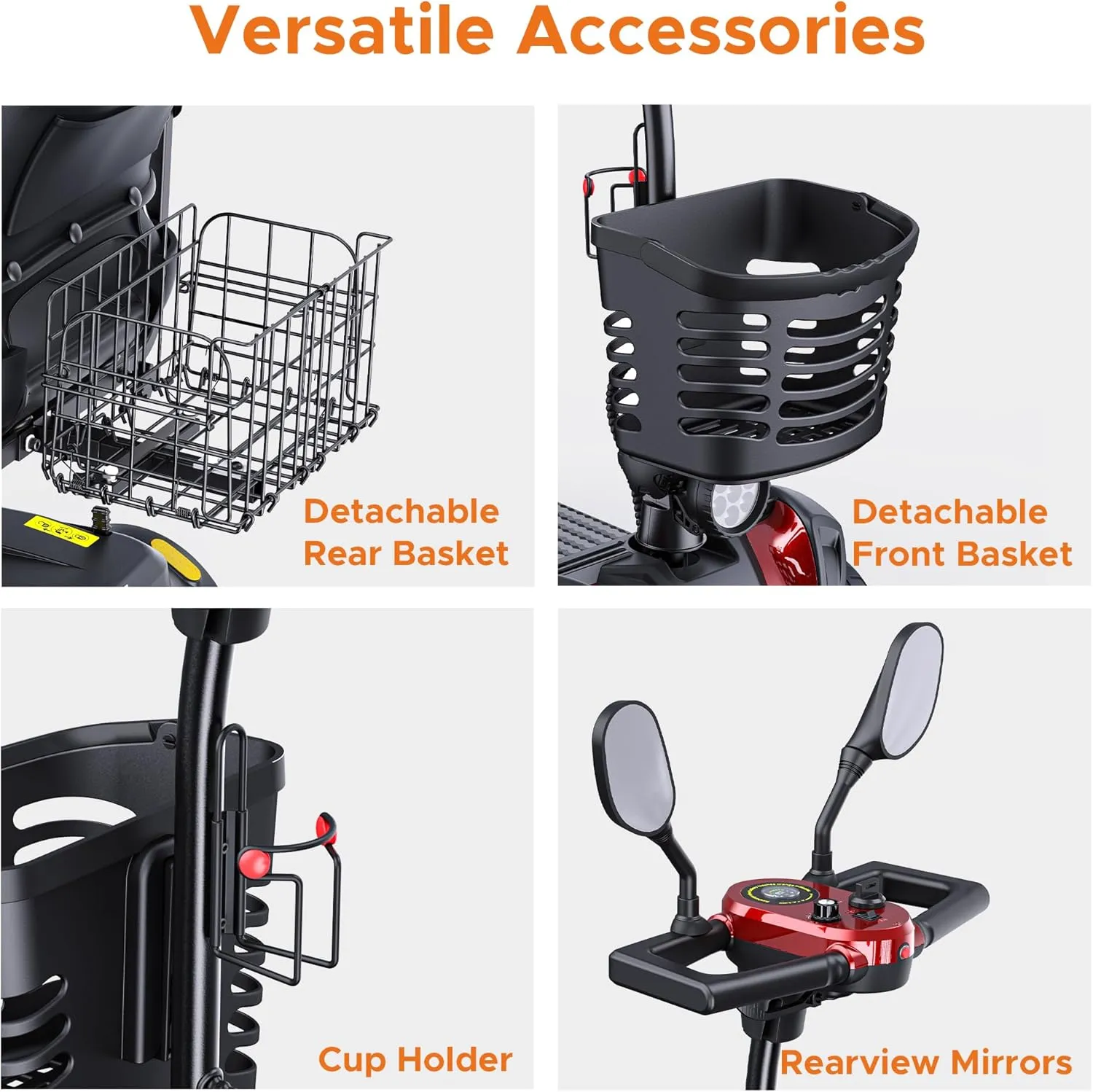 ENGWE 4 Wheel Powered Mobility Scooter, 330Lbs Load Elderly Dechtable Wheelchair Device with Max 12.4Miles, 0~5.6 MPH Adjustable Speed, Heavy Duty All Terrain Electric Scooter for Senior Short Travel
