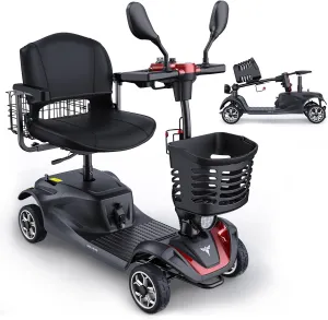 ENGWE 4 Wheel Powered Mobility Scooter, 330Lbs Load Elderly Dechtable Wheelchair Device with Max 12.4Miles, 0~5.6 MPH Adjustable Speed, Heavy Duty All Terrain Electric Scooter for Senior Short Travel