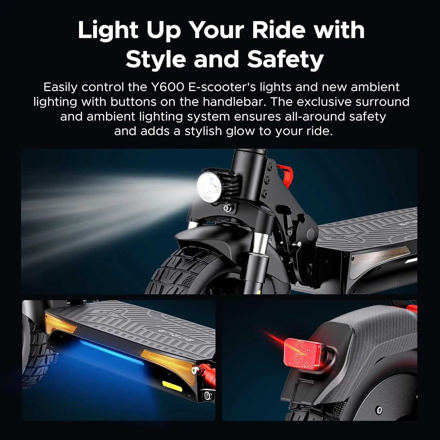 ENGWE Y600 830W Electric Scooter for Adult, 48V 18AH Folding Kick Scooters Up to 28Mph & 43.5Miles Range,10" Tire E-Scooter with Triple Suspension &Turn Signals for Commuter Outdoor