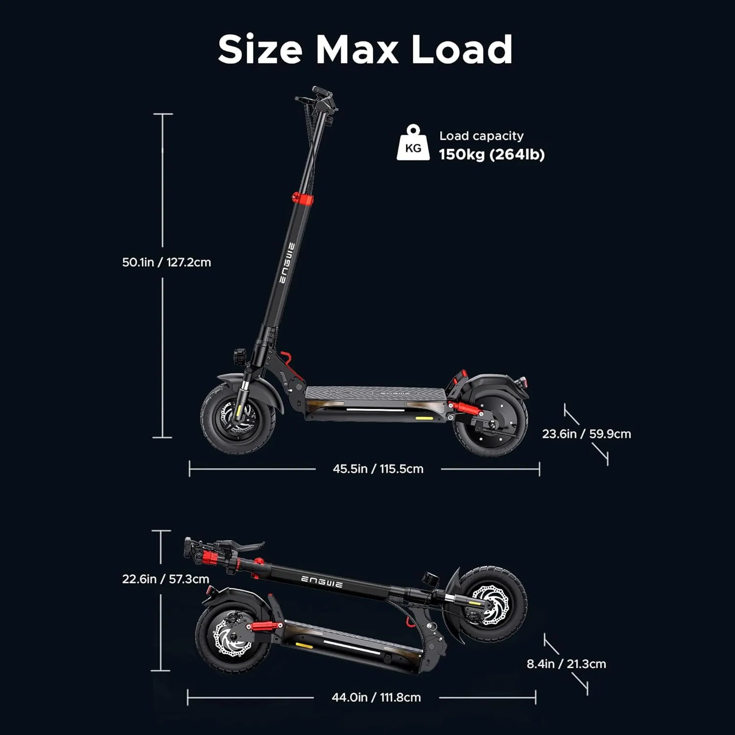 ENGWE Y600 830W Electric Scooter for Adult, 48V 18AH Folding Kick Scooters Up to 28Mph & 43.5Miles Range,10" Tire E-Scooter with Triple Suspension &Turn Signals for Commuter Outdoor