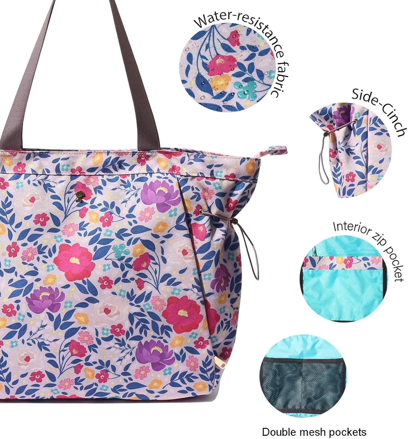ESVAN Yoga Tote Bag for Women Shoulder Bags Drawstring for Office Workout Travel Carryall Pilates Gym and Beach