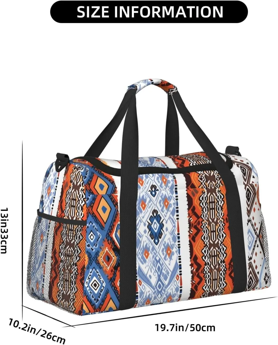 Ethnic Tribal Patterns Duffle Bag Foldable Travel Tote Bag Carry On Large Weekender Overnight Bags Waterproof Gym Bag For Women Men