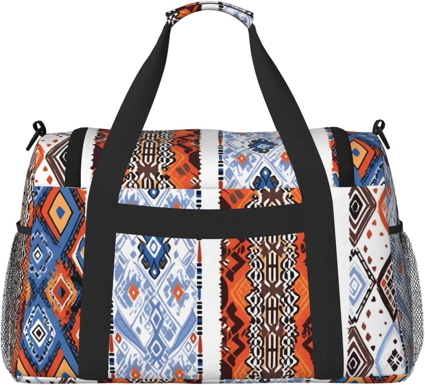 Ethnic Tribal Patterns Duffle Bag Foldable Travel Tote Bag Carry On Large Weekender Overnight Bags Waterproof Gym Bag For Women Men