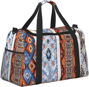 Ethnic Tribal Patterns Duffle Bag Foldable Travel Tote Bag Carry On Large Weekender Overnight Bags Waterproof Gym Bag For Women Men