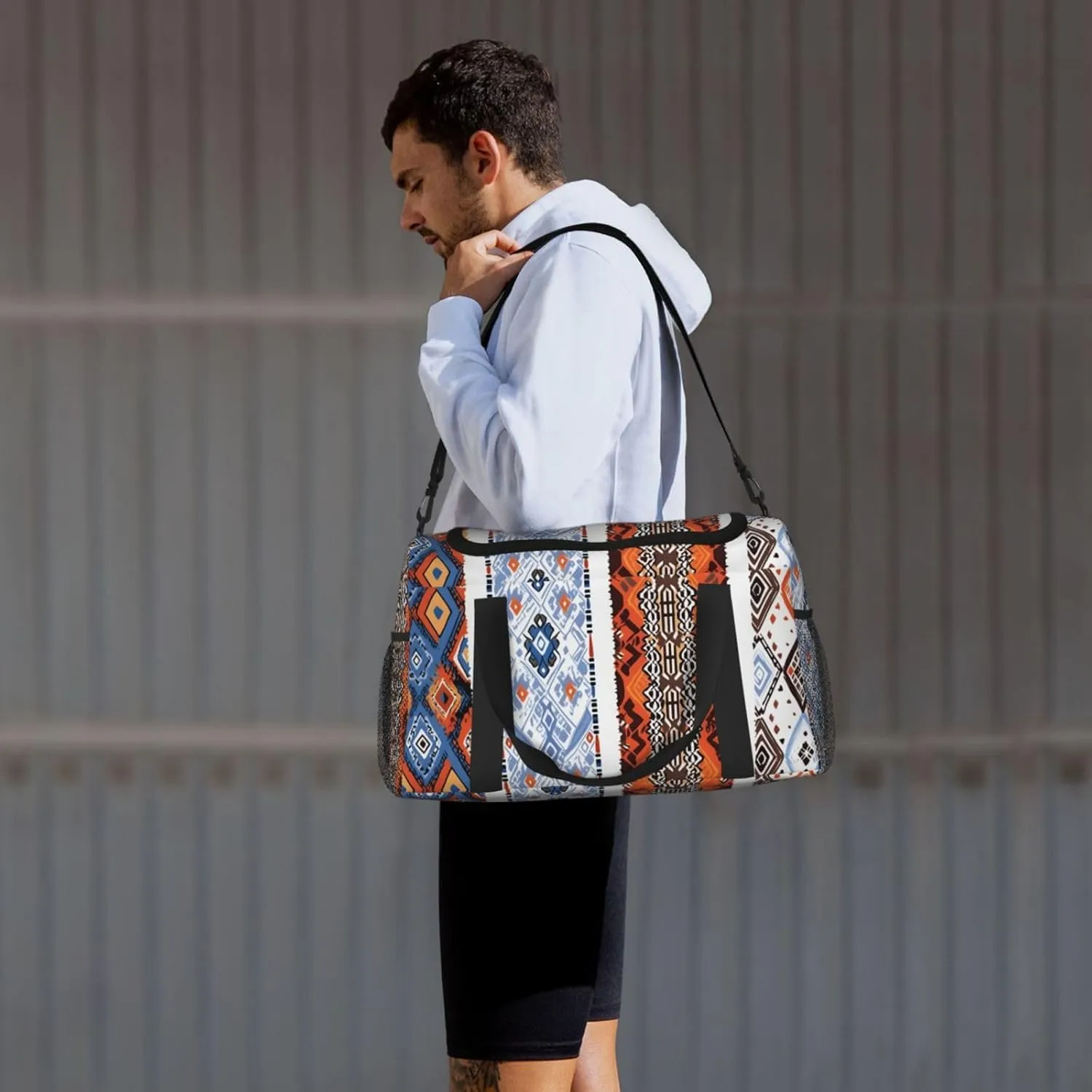 Ethnic Tribal Patterns Duffle Bag Foldable Travel Tote Bag Carry On Large Weekender Overnight Bags Waterproof Gym Bag For Women Men
