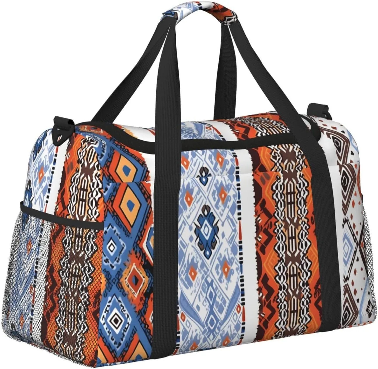 Ethnic Tribal Patterns Duffle Bag Foldable Travel Tote Bag Carry On Large Weekender Overnight Bags Waterproof Gym Bag For Women Men