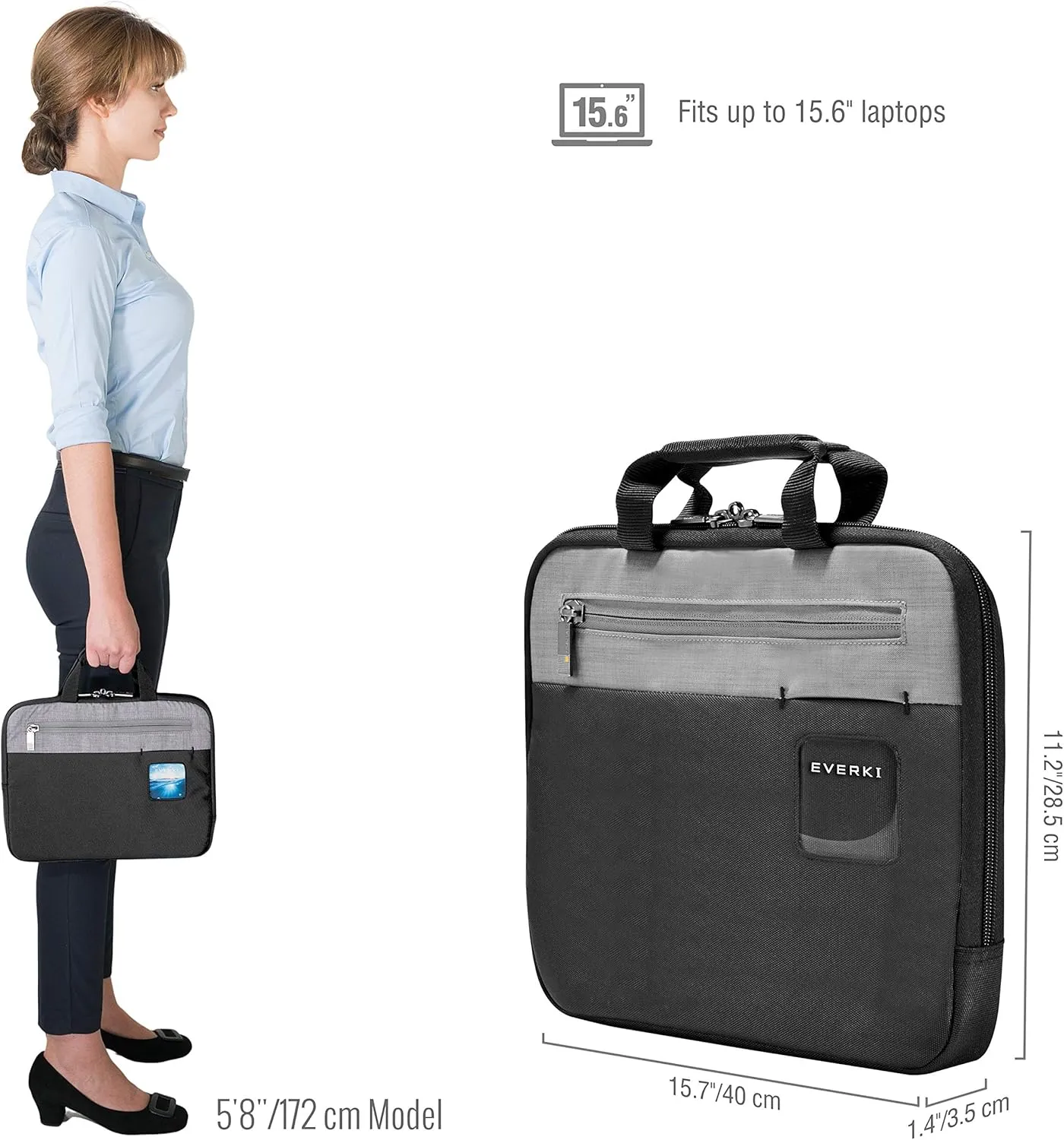 Everki EKF861S15 ContemPRO Laptop Sleeve Memory Foam, 15.6" - Black