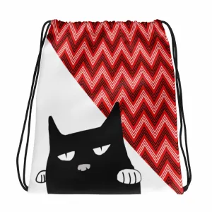Evil Cat 'Zig Zag White' Drawstring bag